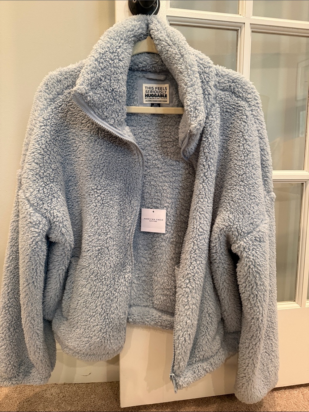 American Eagle Outfitters Light Blue Teddy Fleece Jacket
